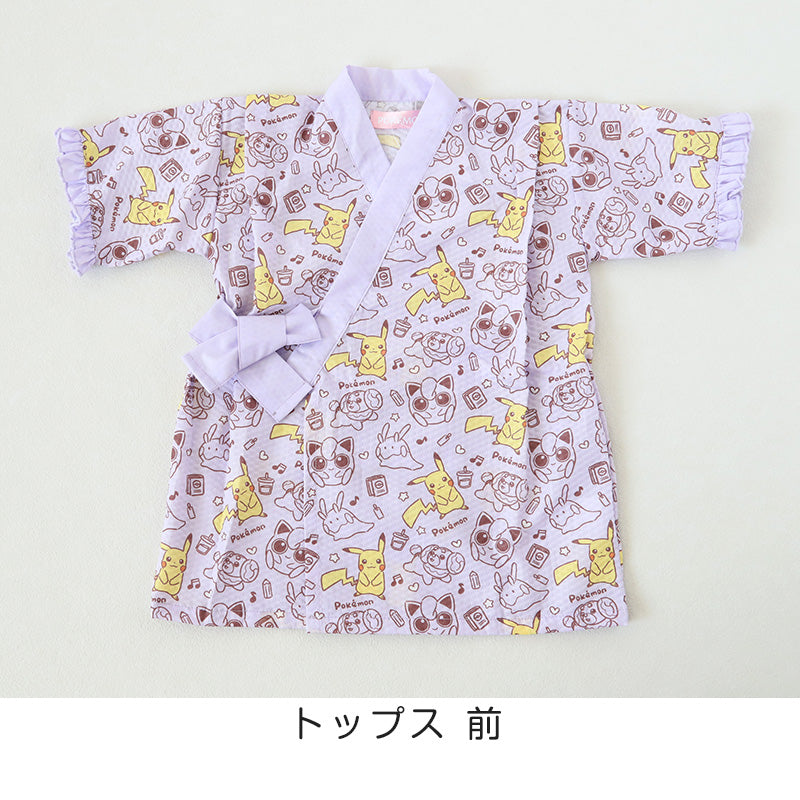 ポケモン 甚平 女の子 子供 キッズ ポケットモンスター 女児 かわいい セットアップ 涼しい 110cm~130cm じんべい パジャマ 甚兵衛 110 120 130 部屋着 夏 お祭り 子供服 (在庫限り)