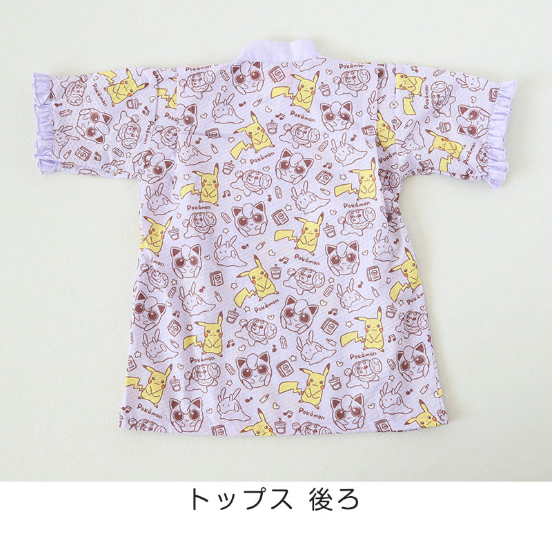ポケモン 甚平 女の子 子供 キッズ ポケットモンスター 女児 かわいい セットアップ 涼しい 110cm~130cm じんべい パジャマ 甚兵衛 110 120 130 部屋着 夏 お祭り 子供服 (在庫限り)