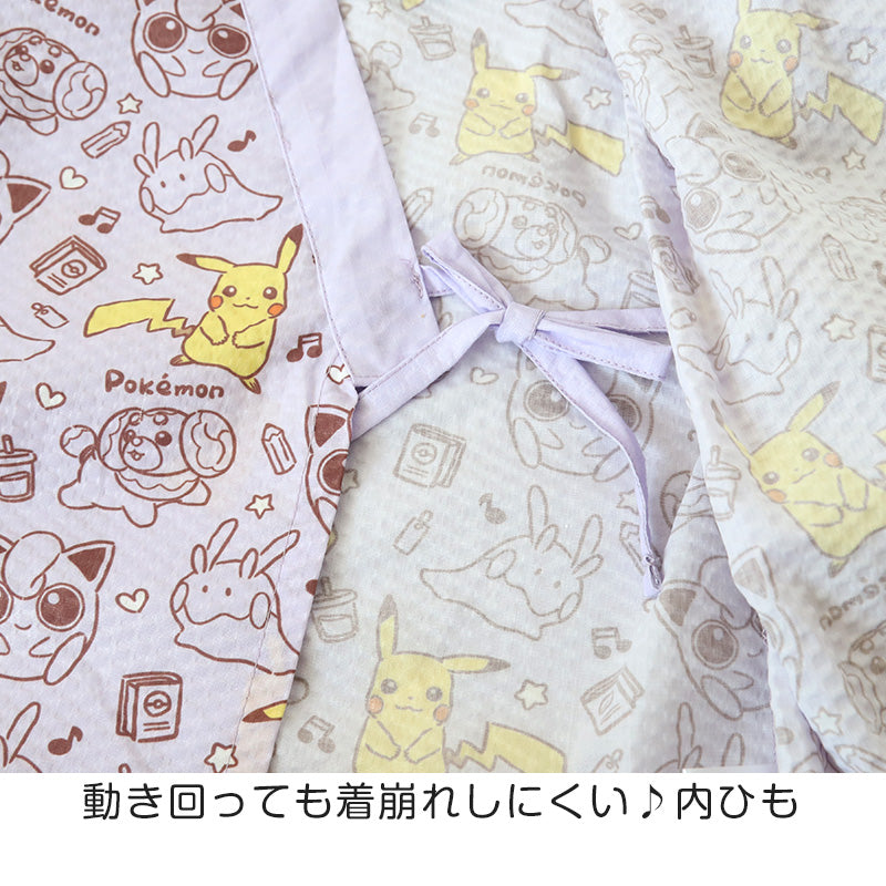 ポケモン 甚平 女の子 子供 キッズ ポケットモンスター 女児 かわいい セットアップ 涼しい 110cm~130cm じんべい パジャマ 甚兵衛 110 120 130 部屋着 夏 お祭り 子供服 (在庫限り)