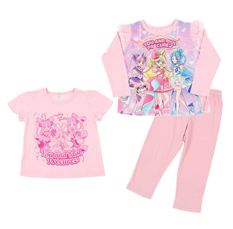 プリキュア パジャマ 光るパジャマ キミとアイドルプリキュア 半袖 長袖 セット 100cm~130cm プリキュアオールスターズ 110cm 120cm 女児 女の子 キッズ 子供 お泊り保育 光る (在庫限り)