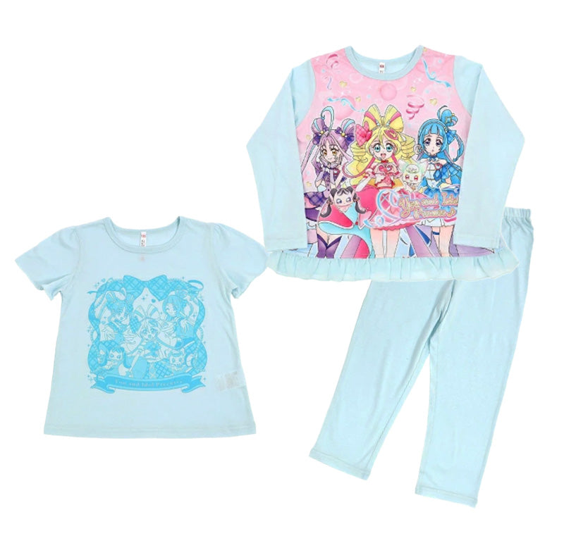 プリキュア パジャマ 光るパジャマ キミとアイドルプリキュア 半袖 長袖 セット 100cm~130cm プリキュアオールスターズ 110cm 120cm 女児 女の子 キッズ 子供 お泊り保育 光る (在庫限り)