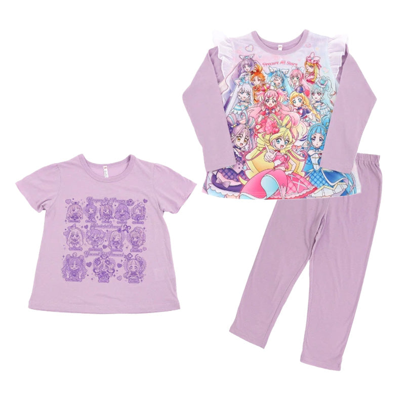 プリキュア パジャマ 光るパジャマ キミとアイドルプリキュア 半袖 長袖 セット 100cm~130cm プリキュアオールスターズ 110cm 120cm 女児 女の子 キッズ 子供 お泊り保育 光る (在庫限り)