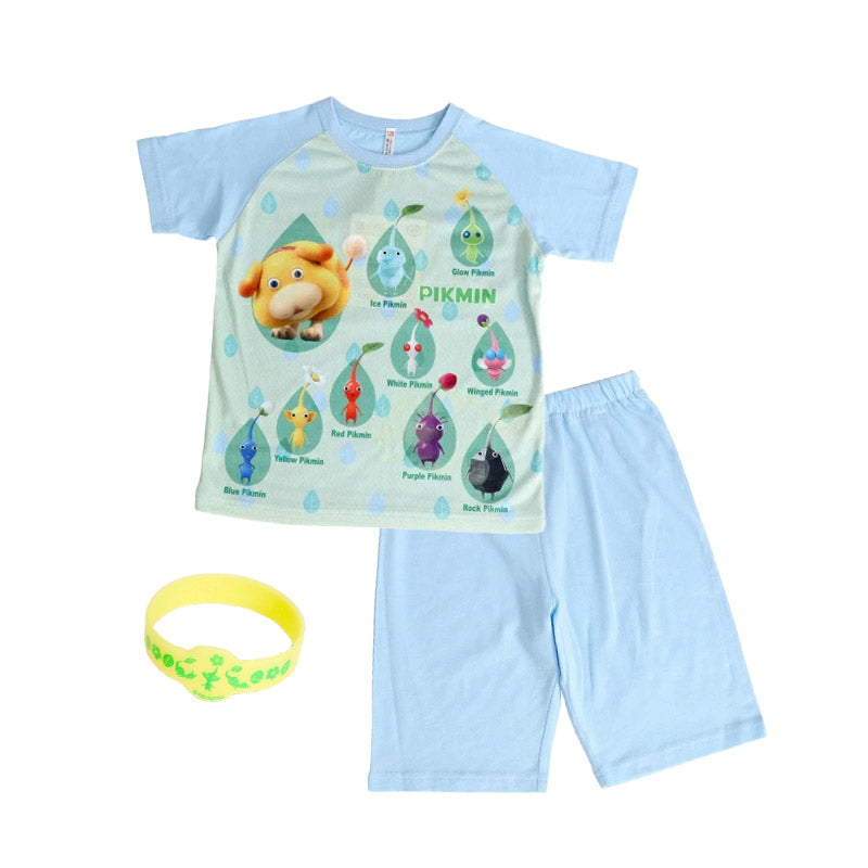 光るパジャマ ピクミン 半袖 パジャマ 男の子 女の子 夏 春 上下セット 110cm~140cm キッズ 子供 部屋着 ルームウェア ピクミン4 Tシャツ 光る 120cm 130cm ジュニア お泊り (在庫限り)