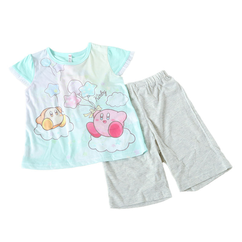 光るパジャマ 女の子 星のカービィ 半袖 パジャマ 女児 夏 春 上下セット 110cm~140cm カービィ キッズ 子供 部屋着 ルームウェア 子供服 カービィー Tシャツ 光る 120 130 ジュニア お泊り (在庫限り)