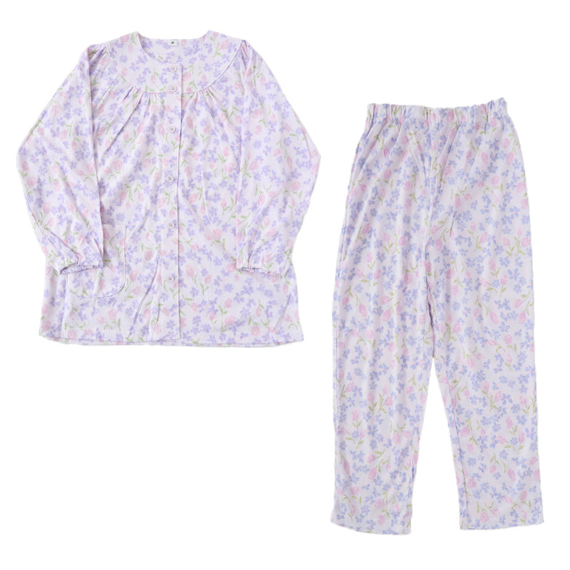 介護パジャマ レディース パジャマ 長袖 長ズボン マジックテープ ゆったり 春 秋 S~LL 介護用 入院 病院 婦人 寝巻 女性 寝間着 ねまき かわいい