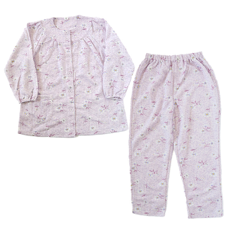 レディース 介護パジャマ 長袖 パジャマ 介護 おしゃれ 婦人パジャマ 上下セット S~LL かわいい 抗菌防臭 春 秋 寝巻き ねまき 寝間着 花柄 (在庫限り)