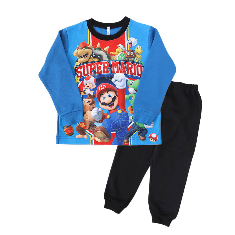 光るパジャマ マリオ パジャマ 男児 長袖 スーパーマリオ 秋 冬 春 上下セット 110cm~140cm キッズ 男の子 子供 部屋着 ルームウェア トレーナー 120cm 130cm ジュニア お泊り