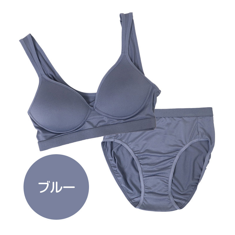 スポーツブラ ジュニアブラ セット ジュニア キッズ スポブラ 中学生 小学生 下着 上下セット 150 160 165cm ハーフトップ ショーツ 子供 下着 ブラジャー 女の子 女子 ノンワイヤーブラ スポーツブラジャー 150 160 165 学校 シンプル ブルー ネイビー