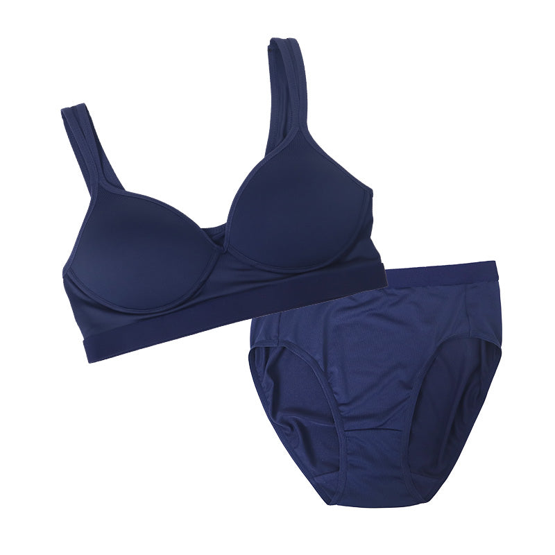 スポーツブラ ジュニアブラ セット ジュニア キッズ スポブラ 中学生 小学生 下着 上下セット 150 160 165cm ハーフトップ ショーツ 子供 下着 ブラジャー 女の子 女子 ノンワイヤーブラ スポーツブラジャー 150 160 165 学校 シンプル ブルー ネイビー