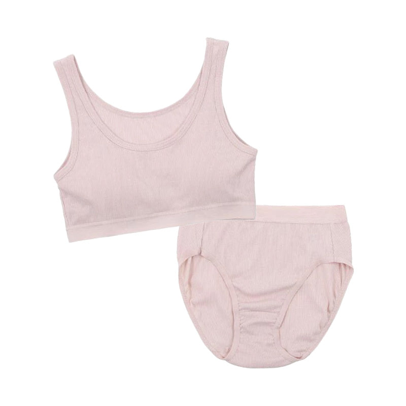 スポーツブラ ジュニアブラ セット ジュニア キッズ スポブラ 中学生 小学生 下着 リブ 上下セット 150~165cm ハーフトップ ショーツ 子供 下着 ブラジャー 女の子 女子 ノンワイヤーブラ スポーツブラジャー ドライ 150 160 165