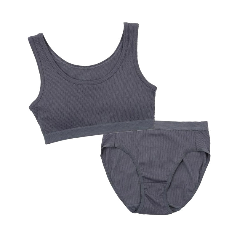 スポーツブラ ジュニアブラ セット ジュニア キッズ スポブラ 中学生 小学生 下着 リブ 上下セット 150~165cm ハーフトップ ショーツ 子供 下着 ブラジャー 女の子 女子 ノンワイヤーブラ スポーツブラジャー ドライ 150 160 165