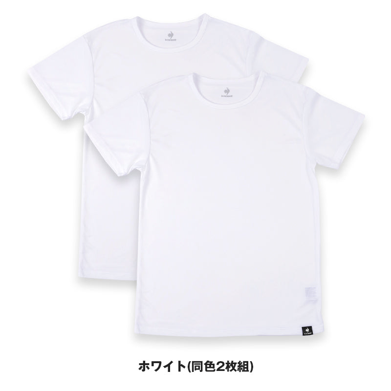 ルコックスポルティフ 裏ハニカムメッシュ 丸首 半袖 Tシャツ インナー メンズ M L LL 運動 スポーツ 夏 男性 下着 ブランド 肌着 白 黒 吸汗速乾 UV対策 紫外線対策 (在庫限り)
