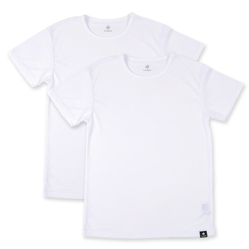 ルコックスポルティフ 裏ハニカムメッシュ 丸首 半袖 Tシャツ インナー メンズ M L LL 運動 スポーツ 夏 男性 下着 ブランド 肌着 白 黒 吸汗速乾 UV対策 紫外線対策 (在庫限り)