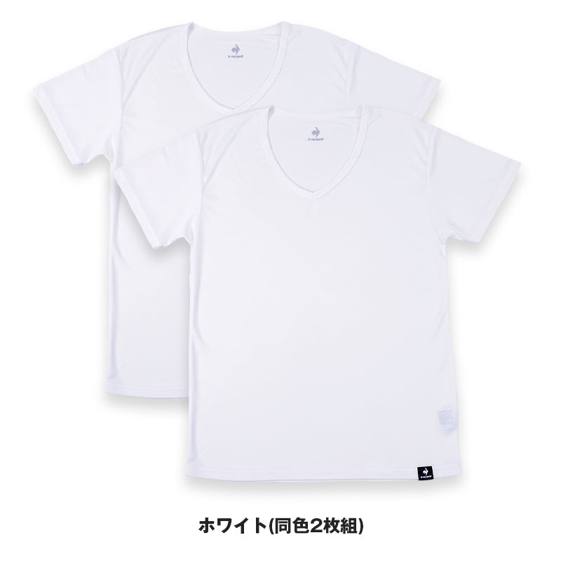 ルコックスポルティフ 裏ハニカムメッシュ V首 半袖 Tシャツ インナー メンズ M L LL 運動 スポーツ 夏 男性 下着 ブランド 肌着 白 黒 吸汗速乾 UV対策 紫外線対策 Vネック (在庫限り)