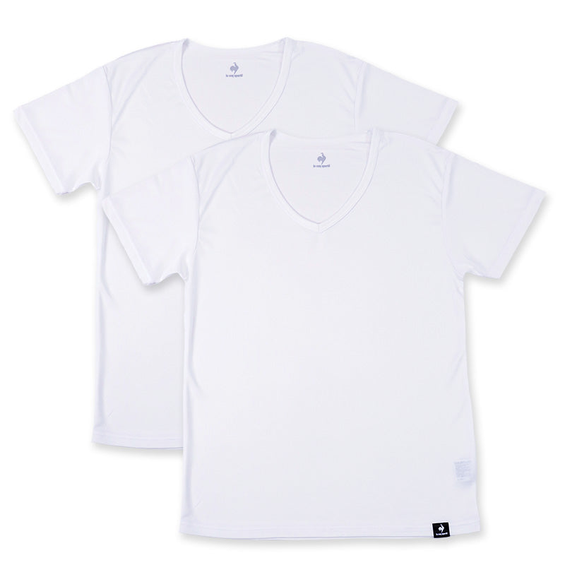 ルコックスポルティフ 裏ハニカムメッシュ V首 半袖 Tシャツ インナー メンズ M L LL 運動 スポーツ 夏 男性 下着 ブランド 肌着 白 黒 吸汗速乾 UV対策 紫外線対策 Vネック (在庫限り)