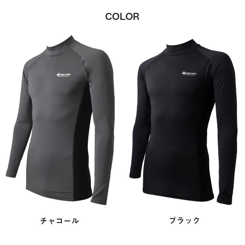 コンプレッションウェア メンズ インナー スポーツインナー M L LL ハイネック 長袖 筋トレ ランニング トレーニングウェア 黒 UV対策 紫外線対策 夏 伸縮 速乾 運動 ゴルフ (在庫限り)