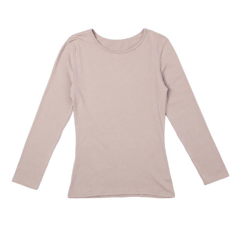 インナー 長袖 レディース 綿混 起毛 シャツ 丸首 M L LL 下着 肌着 女性 綿 コットン トップス 薄手 アンダーウェア 保湿 静電気対策 ストレッチ 洗濯タグなし 快適