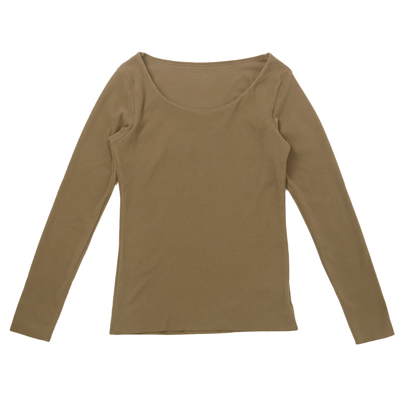 あったかインナー 両起毛 長袖 レディース 冬 冬用 胸当て付き M L LL 保温 防寒対策 冷え対策 暖かい 冬 冬用 下着 肌着 女性 薄手 ストレッチ 快適 温活 ヒートテック ラウンドネック あったか 無地 生活の木