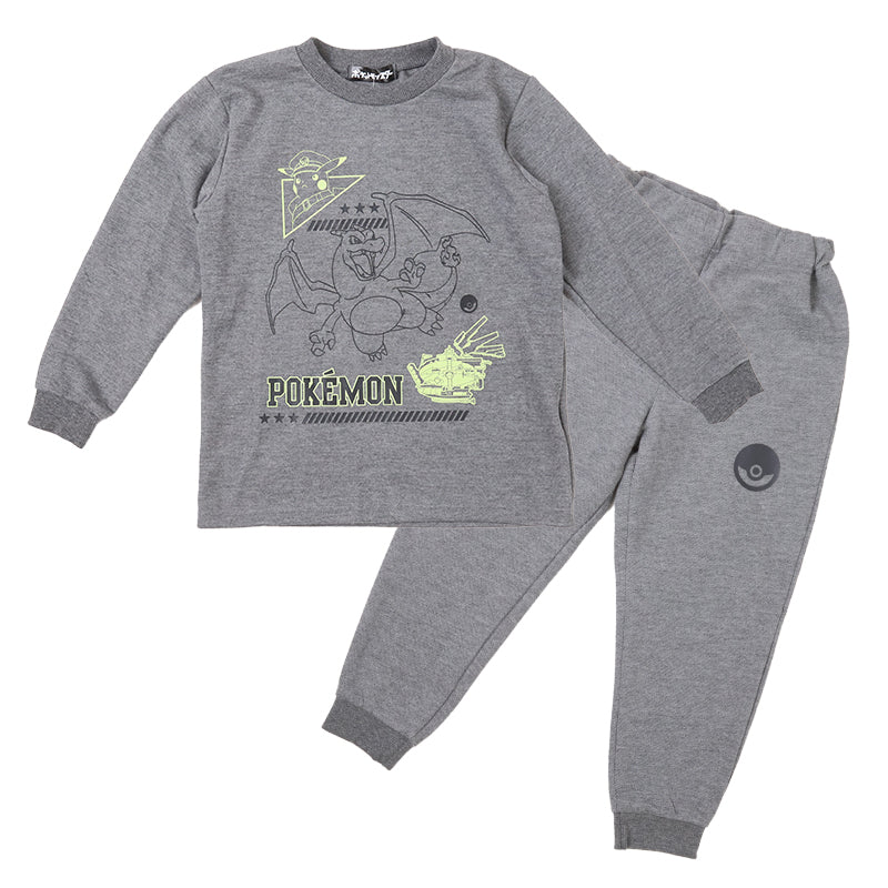 光るパジャマ ポケモン 男の子 キッズ パジャマ ピカチュウ 上下セット 長袖 長ズボン 110 120 130 140 cm 男児 子供 子供服 秋 春 ルームウェア 光る ジュニア お泊り 子ども服 パジャマ上下 部屋着 寝巻き 寝間着 男の子用 綿混 大人気 人気キャラクター リザードン