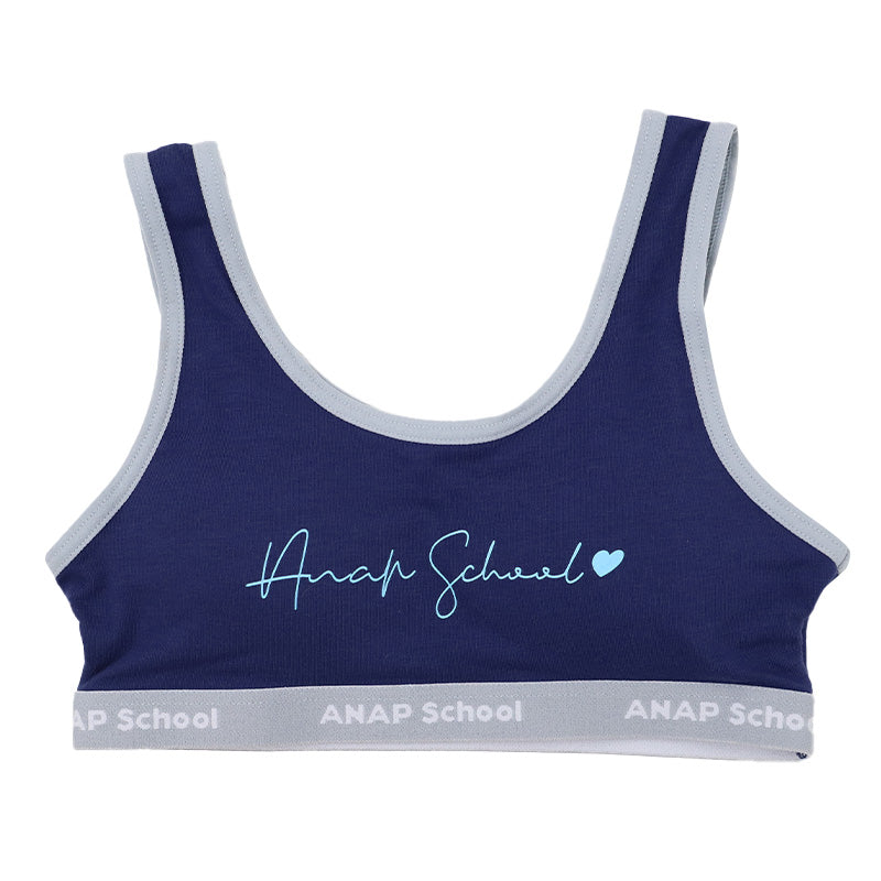 ANAP ジュニアブラ ハーフトップ スポーツブラ 綿混 速乾 ストレッチ カップ付き 女の子 ノンワイヤー 140cm 150cm 160cm かぶりタイプ ベア天竺 インナー 小学生 中学生 スクールインナー ファーストブラ キッズ ガールズ 下着 肌着 通学 体育