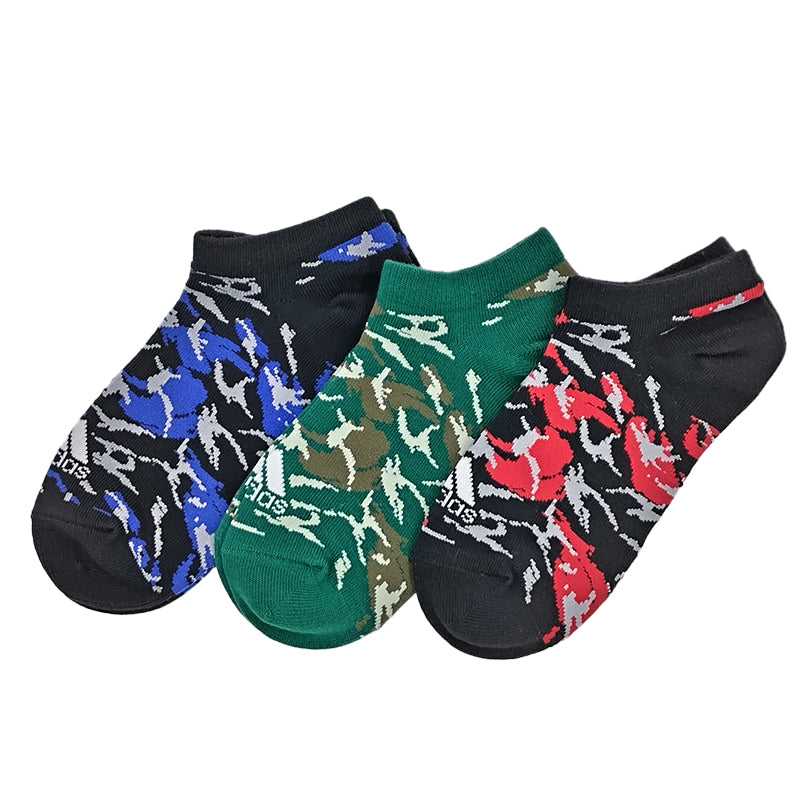 ソックス 靴下 アディダス キッズ スニーカー 男子 男の子 3足組 19-21cm~23-25cm 靴下 子供 くるぶし ソックス ジュニア adidas 福助 3足セット 迷彩 ロゴ