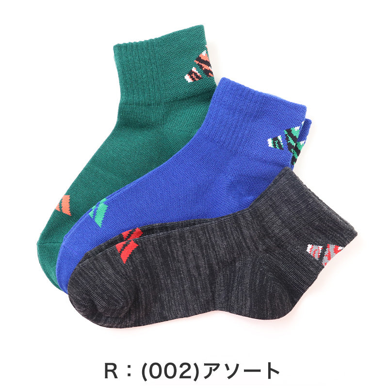 靴下 キッズ 子供用 ショートソックス 男子 3足組 adidas 19-21cm~23-25cm スニーカーソックス 子ども ジュニア くつ下 ワンポイント 丈夫 スポーツソックス