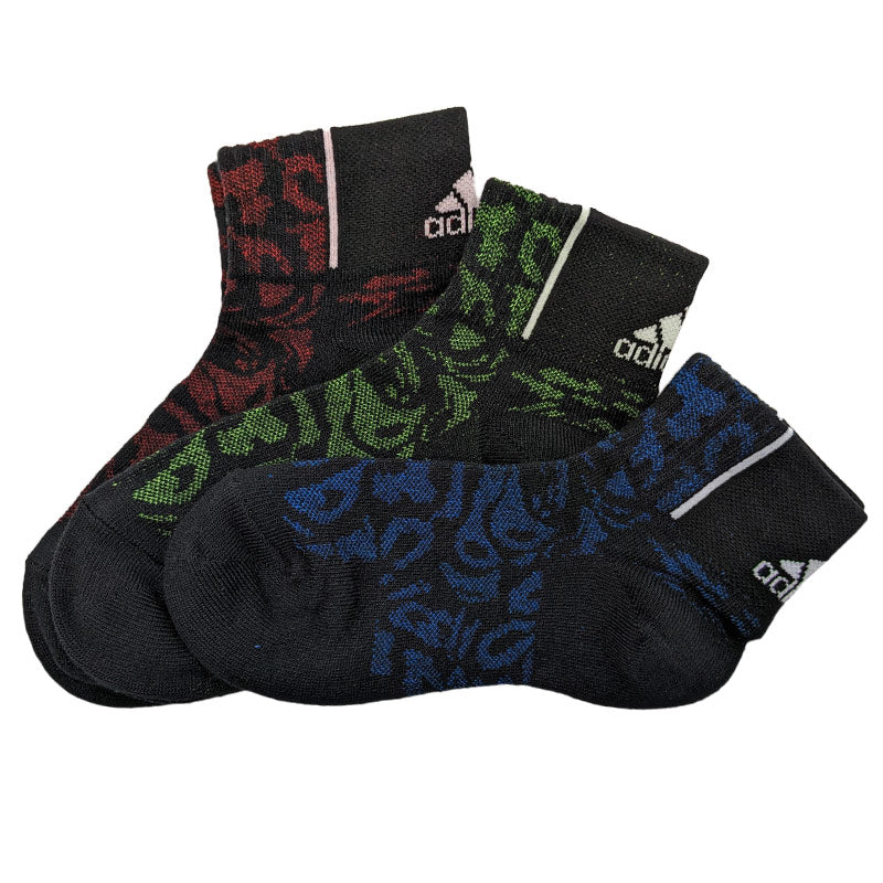 靴下 キッズ 子供用 ショートソックス 男子 3足組 adidas 19-21cm~23-25cm スニーカーソックス 子ども ジュニア くつ下 ワンポイント 丈夫 スポーツソックス