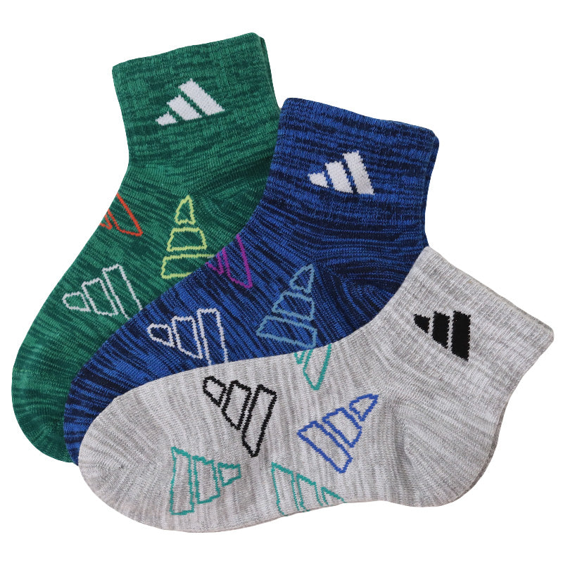 靴下 キッズ 子供用 ショートソックス 男子 3足組 adidas 19-21cm~23-25cm スニーカーソックス 子ども ジュニア くつ下 ワンポイント 丈夫 スポーツソックス
