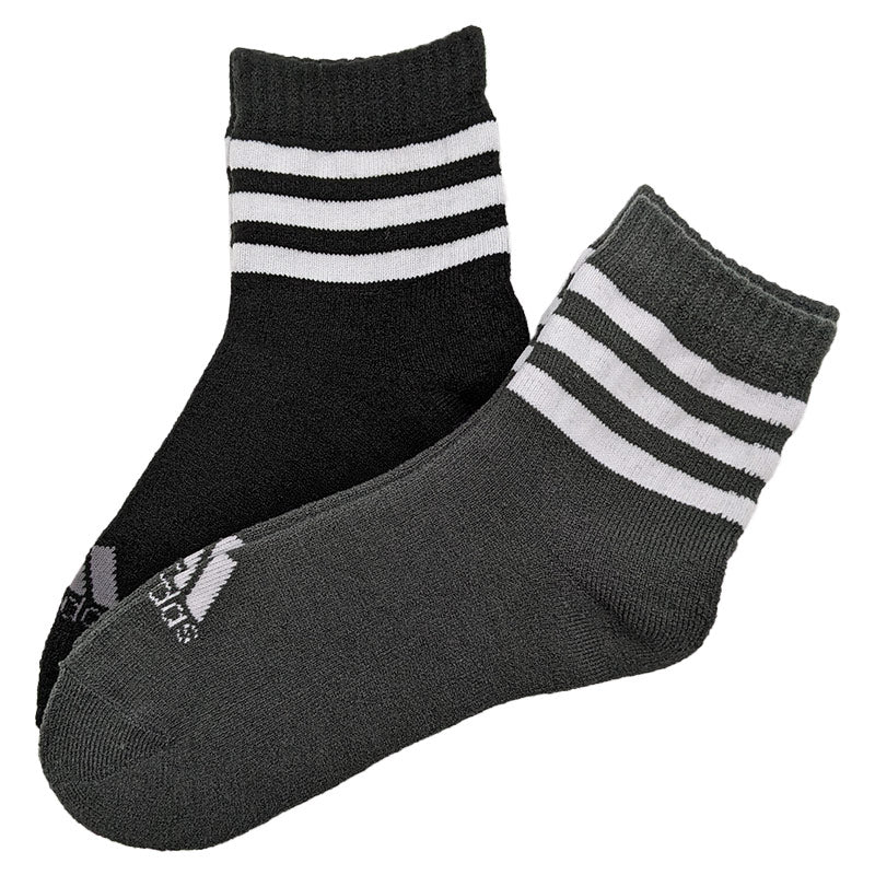 福助 アディダス 靴下 メンズ 2足組 24-26cm・26-28cm (adidas ソックス 総パイル 裏起毛 暖かい ふわふわ 紳士 冷え クルー丈 ふくすけ フクスケ fukuske 24cm 25cm 26cm 27cm 28cm)
