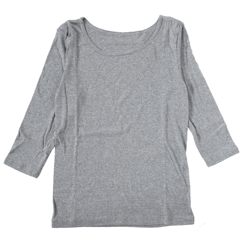 下着 7分袖 肌着 綿100% レディース インナー シャツ 長袖 M L LL 綿 tシャツ 無地 グレー 白 黒 女性