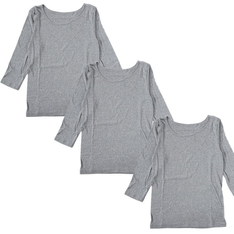 下着 7分袖 肌着 綿100% レディース インナー シャツ 長袖 3枚セット M L LL 綿 tシャツ 無地 グレー 白 黒 女性 婦人 女性 デイリーインナー シンプルインナー 汗のニオイ 夏 3枚組 まとめ売り