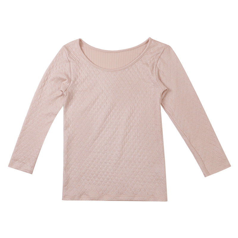 婦人 8分袖 インナー 長袖 肌着 キルト肌着 あったか 保温 M L LL 婦人肌着 レディース シャツ 中綿キルト 下着 肌着 薄手 暖かい 防寒 冬 綿混 ミセス シニア 寒さ対策 冷え対策 冷え取りインナー