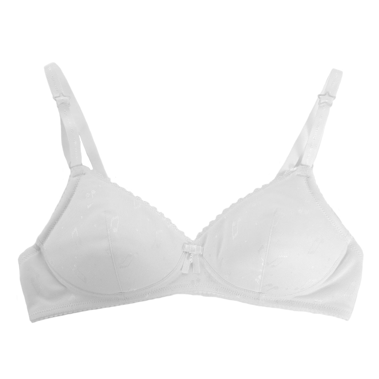 アツギ ハイジュニ ふんわりカップ ノンワイヤーブラジャー 音符ドット柄 A70~B80 (Hijuni ジュニアブラ 女子 女の子 中学生 小学生 ブラジャー 綿混 白 Aカップ Bカップ) (在庫限り)