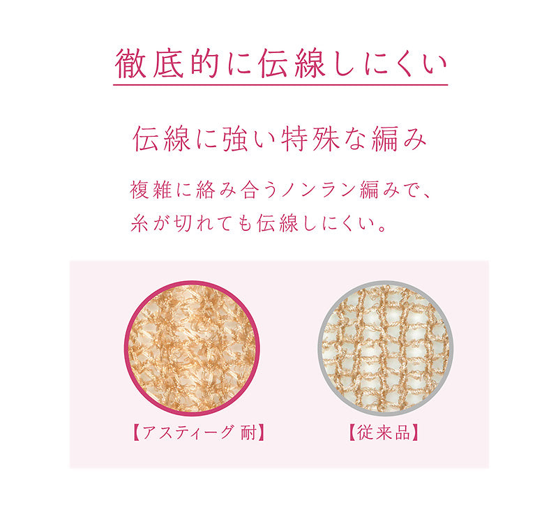 アスティーグ 耐 ストッキング 伝線しにくい ASTIGU M-L・L-LL (破れにくい 丈夫 アツギ パンスト パンティストッキング 夏 春 デイリー 日常使い) (在庫限り)