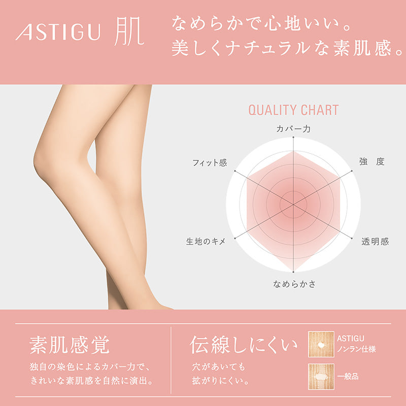 【3足セット】 アスティーグ 肌 ストッキング レディース パンスト S-M~L-LL (ASTIGU パンティストッキング 婦人 黒 ベージュ ブラウン 伝線しにくい)