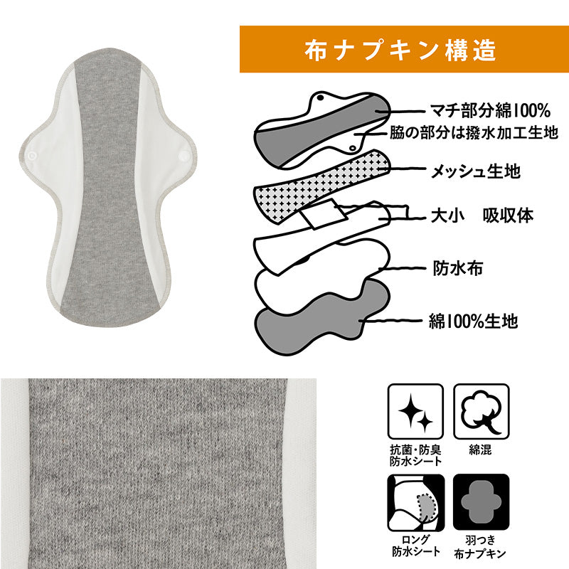 布ナプキン 生理用ナプキン 生理用品 サニタリー 生理 おりもの 30cm丈 (コットン 布ライナー おりものシート 綿 昼用 普通の日 アツギ レディース 婦人) (在庫限り)