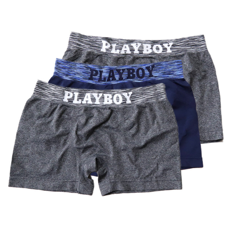 PLAYBOY ボクサーパンツ メンズ ボクサーブリーフ ブランド 成型ボクサー インナー 3枚組 M~LL セット 前閉じ 下着 男性 パンツ ボクサー シンプル おしゃれ プレイボーイ (在庫限り)