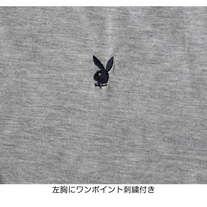 インナー メンズ tシャツ 半袖 クルーネック 綿混 プレイボーイ M~LL 紳士 トップス インナーシャツ ワンポイント 紳士肌着 男 下着 ブランド PLAYBOY アンダーウェア