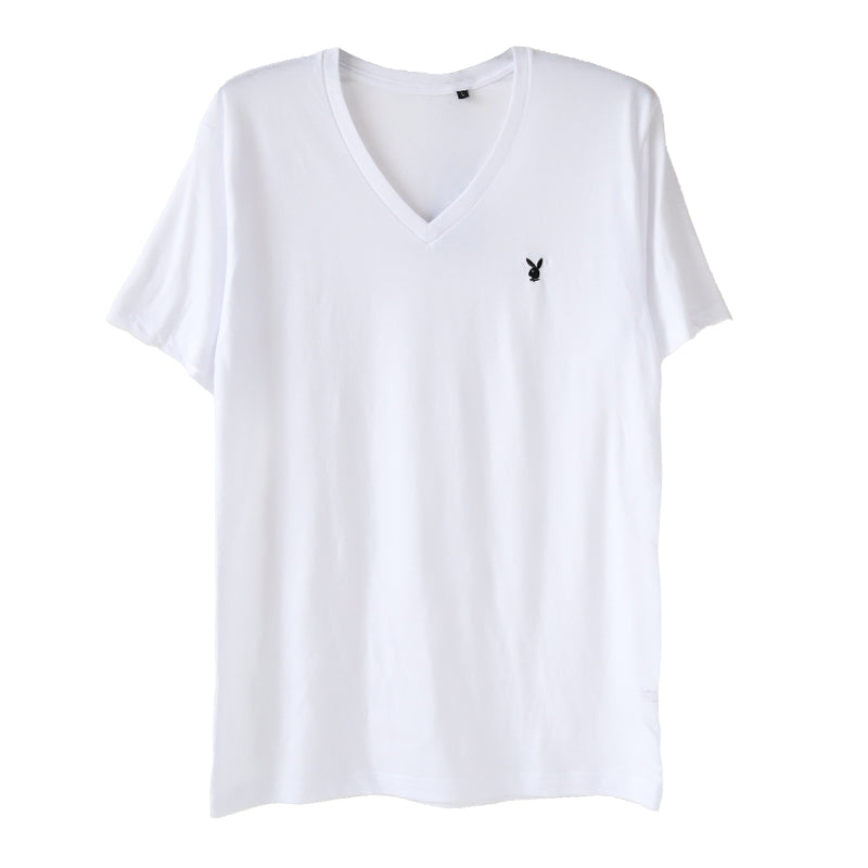インナー メンズ tシャツ 半袖 vネック 綿混 プレイボーイ M~LL 紳士 トップス インナーシャツ ワンポイント v首 下着 紳士肌着 男 PLAYBOY ブランド アンダーウェア