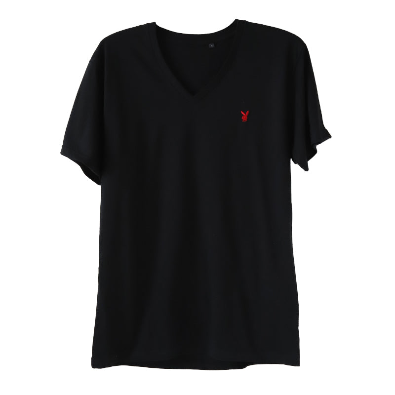 インナー メンズ tシャツ 半袖 vネック 綿混 プレイボーイ M~LL 紳士 トップス インナーシャツ ワンポイント v首 下着 紳士肌着 男 PLAYBOY ブランド アンダーウェア