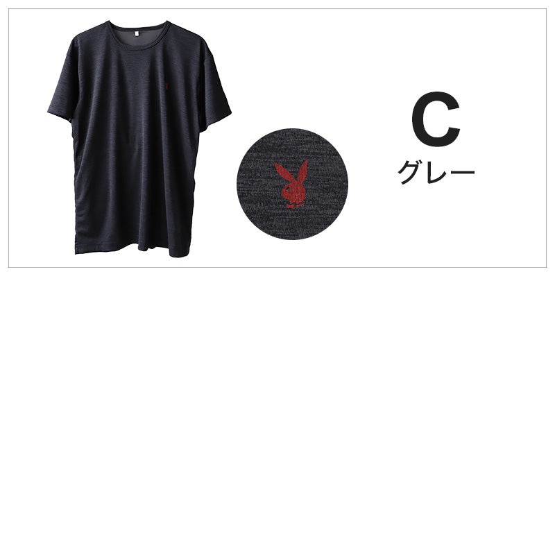 メンズ 半袖 メッシュ tシャツ インナー ブランド プレイボーイ M~LL 下着 夏 春 薄手 肌着 インナーシャツ クルーネック 丸首 ワンポイント 紳士 トップス 紳士肌着 男 アンダーウェア (在庫限り)