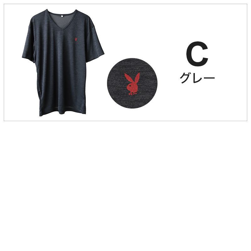 メンズ tシャツ インナー 半袖 裏メッシュ 半袖シャツ ブランド PLAYBOY M~LL メッシュ vネック 下着 薄手 夏 プレイボーイ PLAY BOY 紳士 トップス 紳士肌着 男 アンダーウェア (在庫限り)