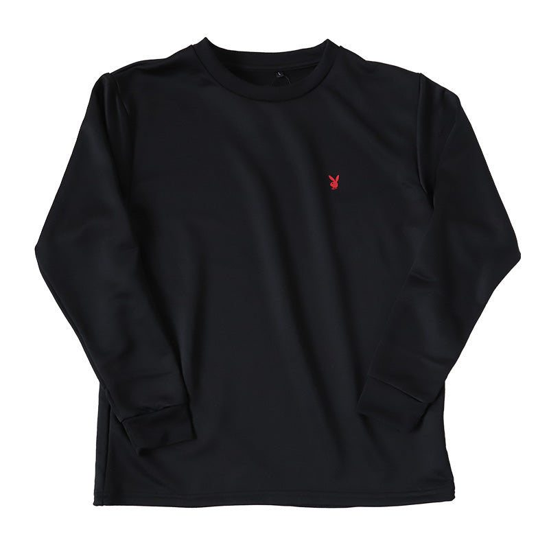Tシャツ メンズ ラウンジウェア 長袖 裏微起毛 クルーネック 丸首 トップス 秋 冬 プレイボーイ M~LL インナーシャツ やや薄手 裏起毛 紳士 肌着 男 下着 PLAYBOY アンダーウェア ワンポイント