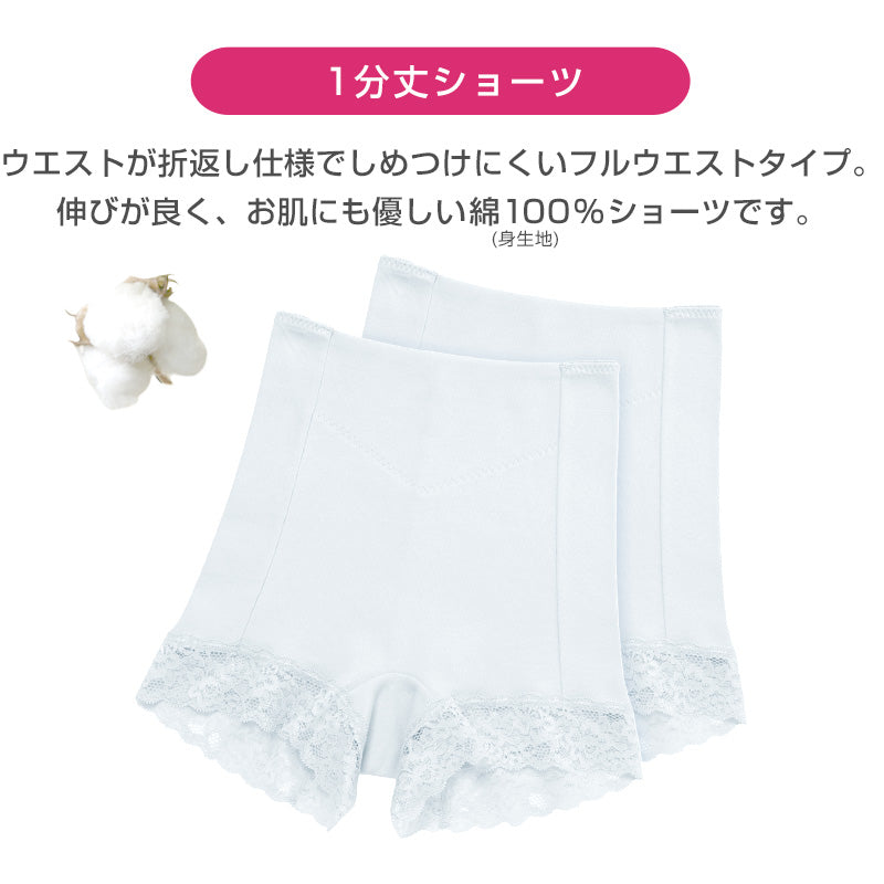 一分丈 ショーツ 綿100% 一分丈ショーツレディース アツギ 締め付けない 深履き 2枚組 M~LL (BEAUTYLINE パンツ 深履き ゆったり シンプル)