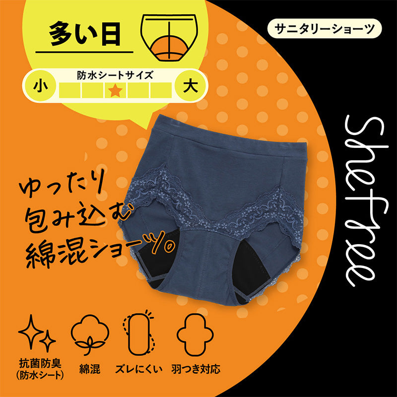 サニタリーショーツ 生理用ショーツ 可愛い 多い日 ショーツ レディース 羽根つき M・L (生理用 防水 アツギ サニタリー 羽つき ウイング 下着 インナー) (在庫限り)