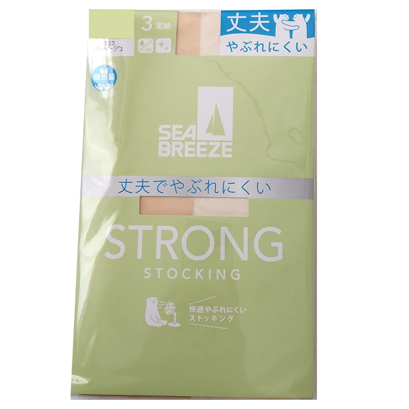 アツギ ストッキング SEA BREEZE 丈夫 3足組 M-L・L-LL レディース ベージュ 肌色 黒 パンティストッキング パンスト ストロング デイリー 日常使い (在庫限り)