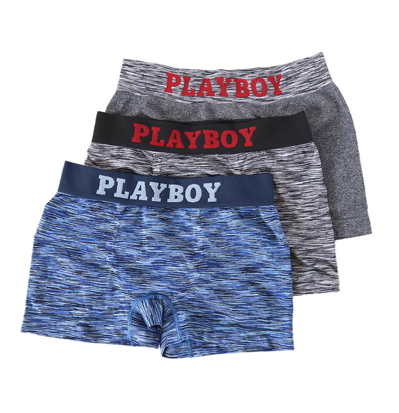 PLAYBOY ボクサーパンツ メンズ ボクサーブリーフ ブランド 成型ボクサー インナー 3枚組 M~LL セット 前閉じ 下着 男性 パンツ ボクサー シンプル おしゃれ プレイボーイ (在庫限り)