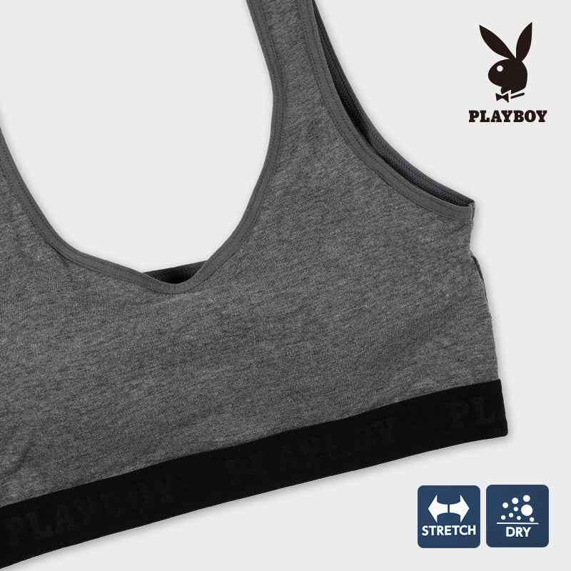 ハーフトップ レディース スポーツブラ スポブラ 婦人 シンプル ブランド ヨガ M L LL ウォーキング ストレッチ PLAYBOY 下着 肌着 インナー PLAY BOY かっこいい