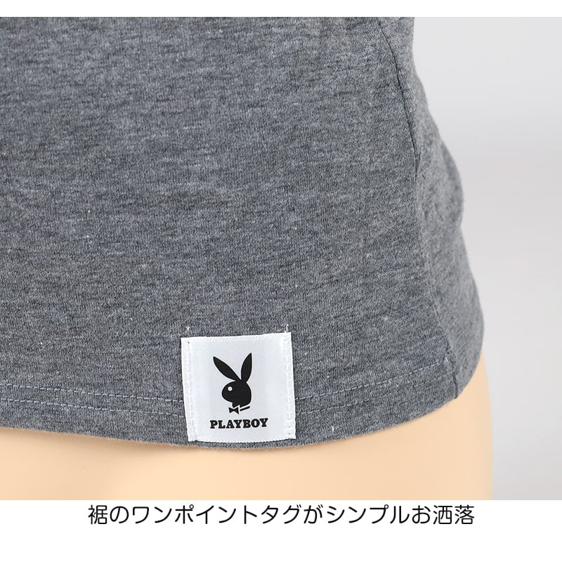 タンクトップ レディース ノースリーブ スリーブレス 婦人 シンプル ブランド M L LL PLAYBOY 下着 肌着 インナー ランニングシャツ ヨガ ウォーキング ストレッチ PLAY BOY かっこいい 綿混