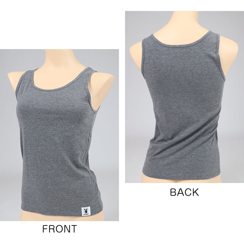 タンクトップ レディース ノースリーブ スリーブレス 婦人 シンプル ブランド M L LL PLAYBOY 下着 肌着 インナー ランニングシャツ ヨガ ウォーキング ストレッチ PLAY BOY かっこいい 綿混